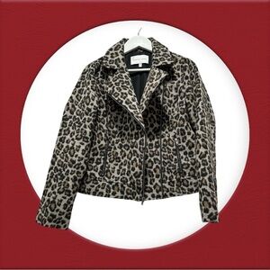 cupcakes & cashmere Leopard Print Motorcycle Jacket - NWOT